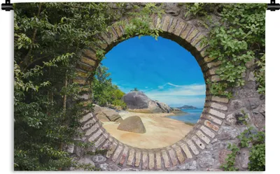 Produktbild von MuchoWow® Wandteppich Wandbehang Sommer - Strand - Aussicht - Tropisch 120x80 cm Tapisserie Dekoration Wandtuch - Wanddekorationen - Wandtücher