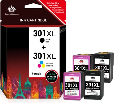 Produktbild von Druckerpatronen Für HP 301 XL OfficeJet 2544 2620 4630 4632 2622 4634 Deskjet 1050 A 2540 2050 A 3050 A Envy 5530 5532 5534 4500 4504 (4ER-SET)