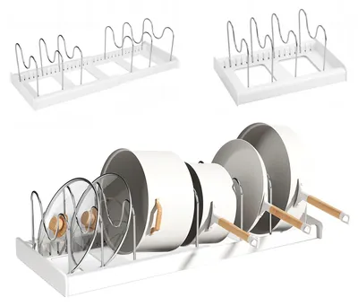 Topfdeckelhalter, ausziehbar, 10 Fächer, weiß