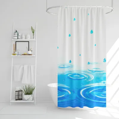 Obrázok produktu pre Sprchový záves s krúžkami – 180 × 180 cm – PEVA – Polopriehľadný – Vzor kvapiek, pierok alebo kosoštvorcov – Vodoodpudivý a ľahko udržiavateľný – Pre sprchu a kúpeľňu [11526B]