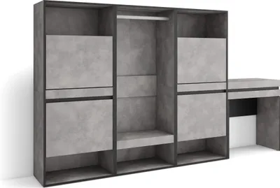 Produktbild von Schuhregal, Schuhschrank, 250x35x145 cm, Für Schlafzimmer, Zimmer, Offener Kleiderschrank, Schminktisch, Zementgrau