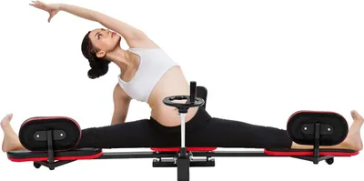 Produktbild von Beinspreizer Spagatmaschine - Dehntrainer mit Sitz - Verstellbar 180° - Belastbarkeit 120 kg - Ausgeklappte Länge 158 cm - Beinpolster 45 cm