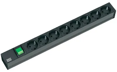 Obrázek produktu pro Secomp 19.07.1182, 2 m, Hliník, Černá, VDE GS CE, 8 AC zásuvky / AC zásuvek, 250 V