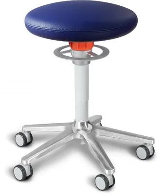 Produktbild von Sitz- und Stehhocker Roll 54-65cm Flachsitz Leder blau/weiß.