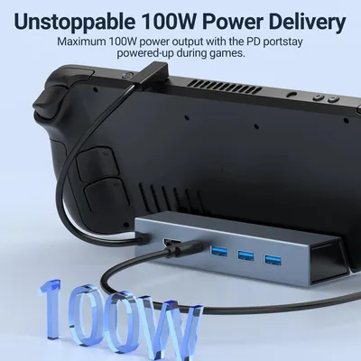 Produktbild von USB-C Dockingstation 4K@60Hz HDMI, 100W PD, 3x USB 2.0, für Switch, Steam Deck, ROG Ally – 5in1