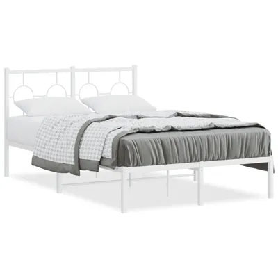 Produktbild von vidaXL Bettgestell mit Kopfteil Metall Weiß 120x190 cm