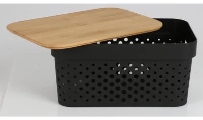 Produktbild von 12x Aufbewahrungsboxen 4,5L Bambusdeckel Kisten Ordnung Lagerung Dekoration Korb