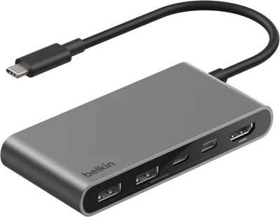 Image de Belkin Connect, USB type-C, HDMI, USB 2.0 type-A, USB type-C, 5000 Mbit/s, 60 Hz, 3840 x 2160 pixels, noir