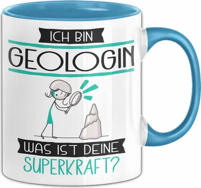 Produktbild von Geologin Geschenk Tasse Ich Bin Geologin Was Ist Deine Superkraft Geschenkidee Lustig Geburtstag Weihnachten (Blau)