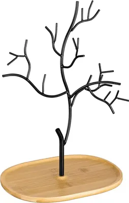 Produktbild von WENKO Schmuckbaum Organizer – Stilvoller Schmuckhalter mit Bambusfuß (18,5 x 14,5 x 26,5 cm)