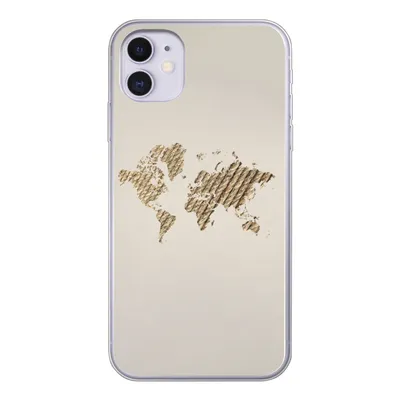 Produktbild von MuchoWow® Handyhülle Schutzhülle Hülle für iPhone 11 Weltkarte - Seil - Braun Silikon Softcase Handy Hülle - Handytasche