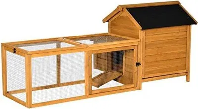 Produktbild von Famanu Hühnerstall mit Auslauf - Hühnerstall für draußen - Hühnergehege für draußen - 180 x 90,2 x 78,5 cm