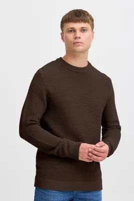 Image de !Solid SDValencia Pull-over tricoté pour homme Pull-over à col rond et maille structurée 100 % coton Coupe classique