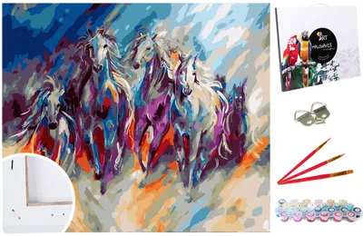 Produktbild von Malen nach Zahlen Set Malerei 40x50cm auf dem Rahmen - Artistic Horses