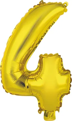 Image de amscan® 9909682 Ballon en plastique Mini chiffre 4 - 35 cm, or