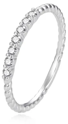 Imagen del producto de Anillo de plata de ley con circonitas, modelo AGT-R57W - Talla: 54 mm