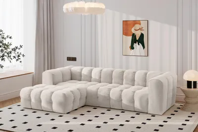 Produktbild von Kaiser Möbel Ecksofa L-form BALOO L, Chenille-Stoff Moly, Ecru, Links