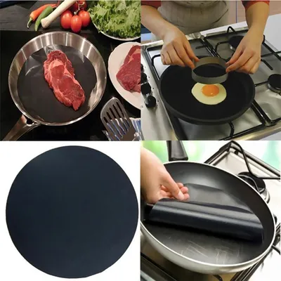 Imagen del producto de Paquete de 2 láminas antiadherentes redondas de 24 cm para sartenes, freidoras, woks y bandejas de cocina, aptas para altas temperaturas, ideales para barbacoas, hornear y cocinar en general