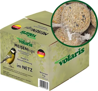 Produktbild von Eggersmann volaris 100 Stück Meisenknödel MEISENkugel mit Netz 9 kg | Körnerkugel für Wildvögel | Nährstoffreiches Ganzahresfutter für alle Vogelarten