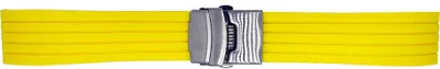 Produktbild von Uhrenarmband Silikon Streifen gelb 20mm Faltschließe matt NEU