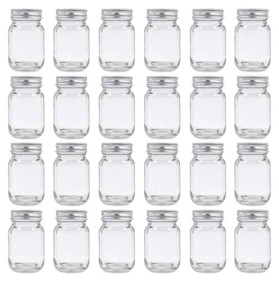 Produktbild von Einmachglas mit silberfarbenem Deckel, für Honig, Marmelade, Gewürze, 24 Stück