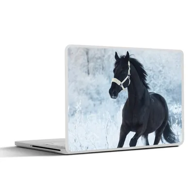 Produktbild von MuchoWow® Laptop Aufkleber Sticker Cover Pferd - Schnee - Wald 32.5x23.5 cm - Sticker für Laptop - Selbstklebend