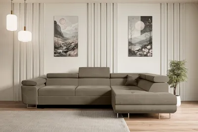 Produktbild von ALTDECOR Ecksofa mit Schlaffunktion und Bettkasten GUSA-L - 272x202x107 cm Braun - Corner Sofa Bett Eckcouch Couch L-Form Schlafcouch Ausziehbar Wohnlandschaft Schlafsofa Cauchsofa