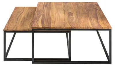 Image de Lot de 2 tables basses Elements en sheesham noir / 43711