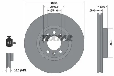Produktbild von 2 Textar Bremsscheiben vorne für Citroen Opel Peugeot Toyota