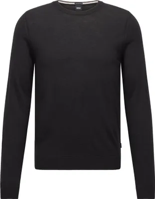 Produktbild von Boss schwarzer Pullover Rundhals 100% Wolle schwarz einfarbig