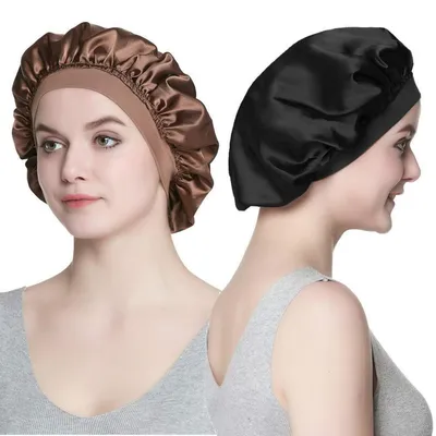 Immagine prodotto di Cuffie per capelli afro, taglia unica, 2 pezzi, in raso e fibra di bambù