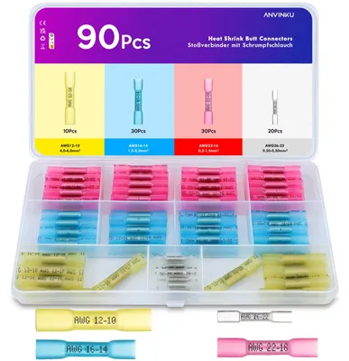 Krimpverbinder 90 Stück, wasserdicht, 10-22 AWG, 4 Sorten