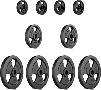 Ensemble de poids en fonte caoutchoutés Tri-grip ø30 / 31 mm | 30 kg