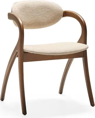 Produktbild von Luxus Stuhl Holz Lehnstuhl Beige Holzrahmen Stühle Italienisches Design