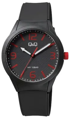 Produktbild von Q&Q Herrenuhr mit Silikonarmband, schwarz/rot