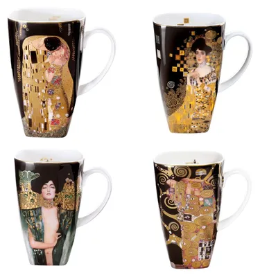 Produktbild von 4er Set Gustav Klimt Becher, Tassen ALLE MOTIVE für 450ml Goebel Porzellan