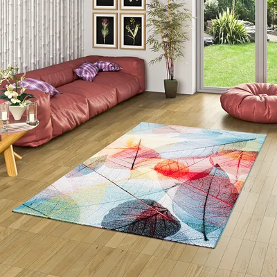 Produktbild von Designer Teppich Faro Tropical Bunte Blätter, Größe:120x170 cm