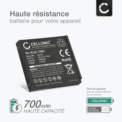 Image de CELLONIC 2x Batterie pour Appareil photo Compatible avec Kodak Easyshare M863, Easyshare M763, Easyshare M753, KLIC-7001 - (700mAh, 3.7V) + Chargeur