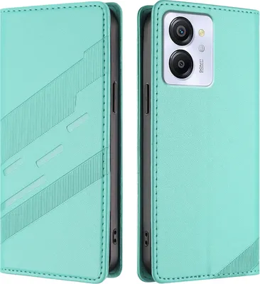 Produktbild von Hülle für Blackview Color 8, Kunstleder Brieftaschen Handyhülle mit Kartenfach und Standfunktion Türkis