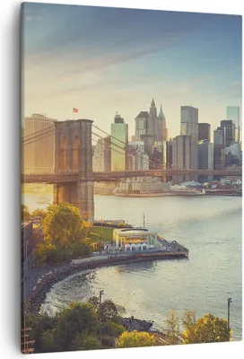 Produktbild von Bild auf Leinwand - Leinwandbild - Einteilig - New York Brücke - 50x70cm - Wand Bild - Wanddeko - Wandbilder - Leinwanddruck - Kunstdruck - Wanddekoration - Leinwand bilder - Wandbild - PA50x70-4047