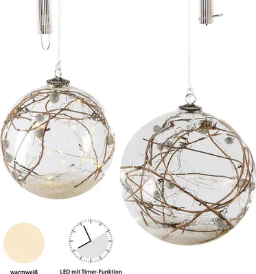 Productafbeelding van Casablanca LED hanglamp, bolvormig, naturel, helder glas, diameter 18 cm, artikelnummer 27278