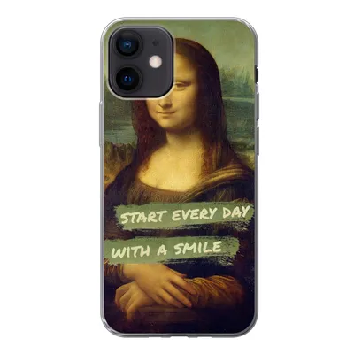 Produktbild von MuchoWow® Handyhülle Schutzhülle Hülle für iPhone 12 Mona Lisa - Zitat - Da Vinci Silikon Softcase Handy Hülle - Schutzhülle