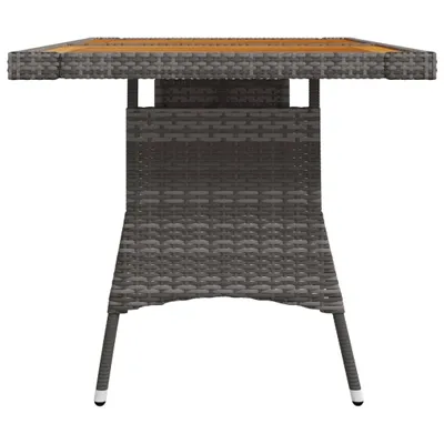 Obrázok produktu pre vidaXL Záhradný stôl sivý 130x70x72 cm Poly ratan a masívne drevo akácie