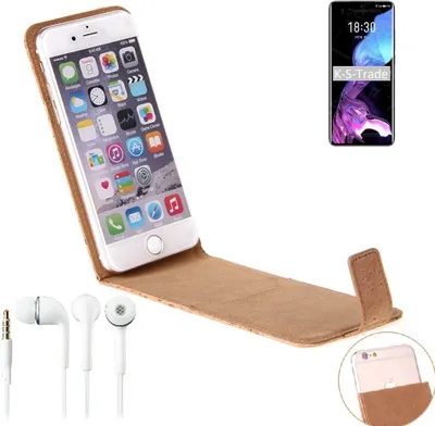 Produktbild von K-S-Trade Schutzhülle mit Kopfhörer kompatibel mit Meizu 18 Handyhülle Cover Kork Tasche Flipstyle Case