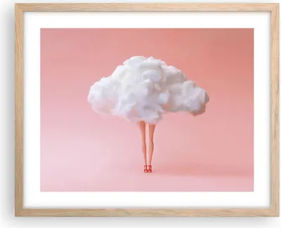 Produktbild von Gerahmtes Poster - Rahmen in heller Eiche - Wolke Beine Surrealismus - 50x40 cm - Wand Bild - Wanddeko - Wandbilder - Kunstposter - Wandposter - Bilderrahmen - Bilder - Kunstdruck - P2NAA50x40-4491