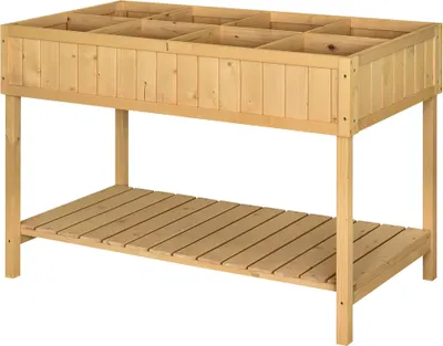 Produktbild von Hochbeet 8 Fächer Pflanztisch Blumenkasten Tannenholz 1 Ablage + Abfluss