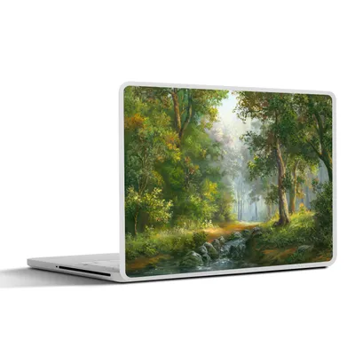 Produktbild von MuchoWow® Laptop Aufkleber Sticker Cover Wald - Ölgemälde - Sommer 36.5x27.5 cm - Laptop-Sticker