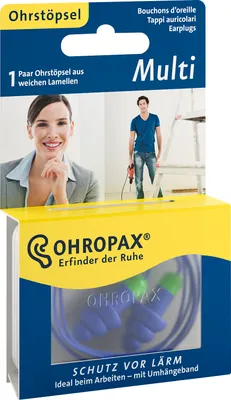 Produktbild von OHROPAX Multi, Wiederverwendbarer Ohrstöpsel, Blau, Kunststoff, Box, 1 Stück(e)