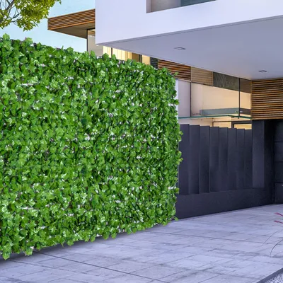 Produktbild von Sichtschutz Hecke künstlich UV-beständig, Balkonblende Sichtschutzgitter PE-Blätter, Hellgrün | 300 x 100 cm | 1,5 kg | wetterfest