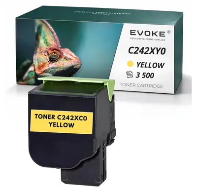 Obrázok produktu pre Evoke tonériová kazeta kompatibilná s tlačiarňou Lexmark C2425 / C242 Y C242XY0, žltá, výtlačnosť 3 500 strán, kompatibilná s modelmi C2425dw, C2535dw, MC2425adw, MC2535adwe